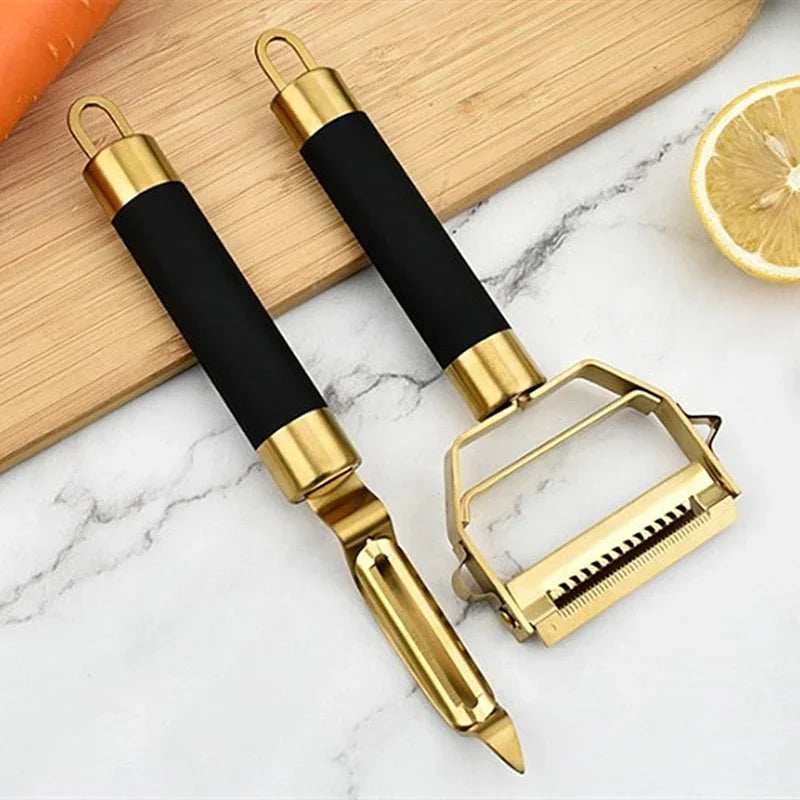 Stainless Steel Apple Peeler & Grater - Gold & Black