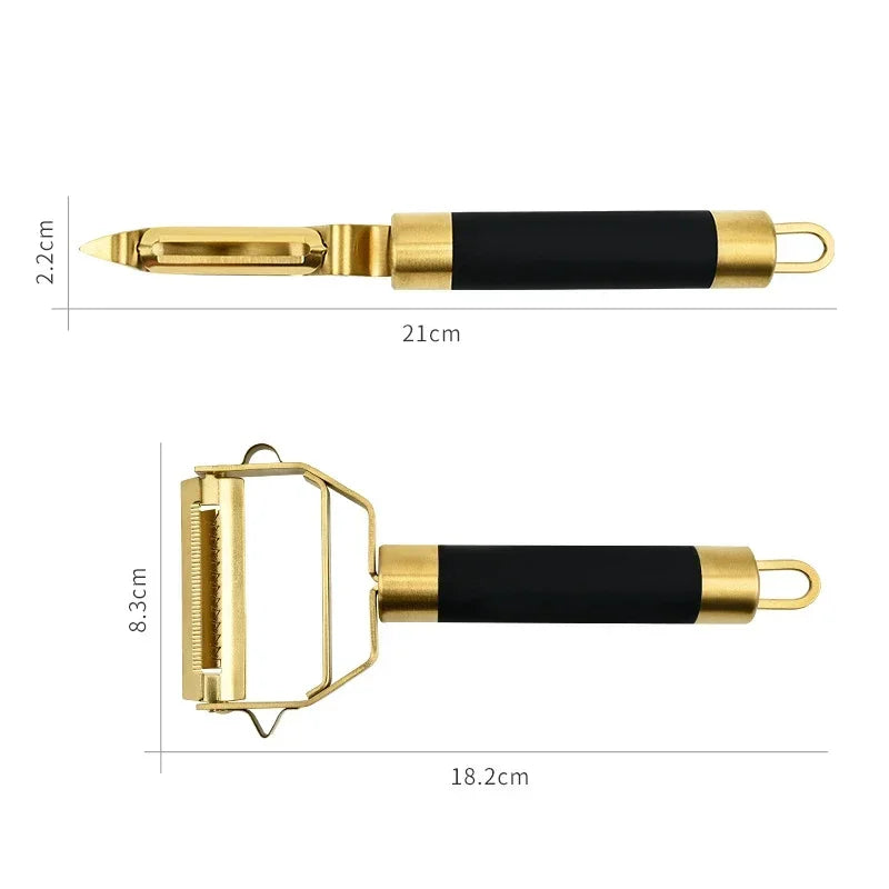 Stainless Steel Apple Peeler & Grater - Gold & Black
