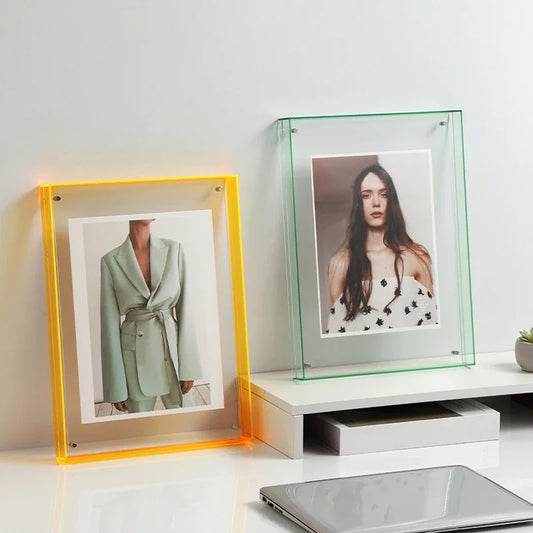 Acrylic Photo Frame - Colorful, Transparent, Table & Wall Decor
