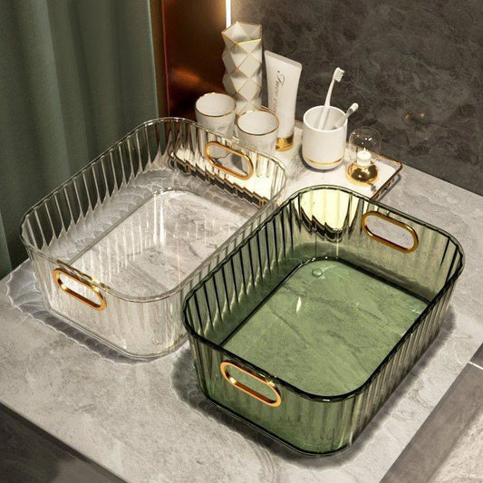 Acrylic Makeup Organizer: Clear PET Storage Box with Handles